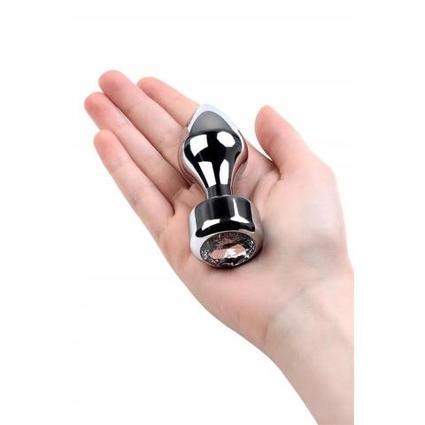 Srebrny korek analny w kształcie pocisku ze srebrnym kryształem- 9,5 cm