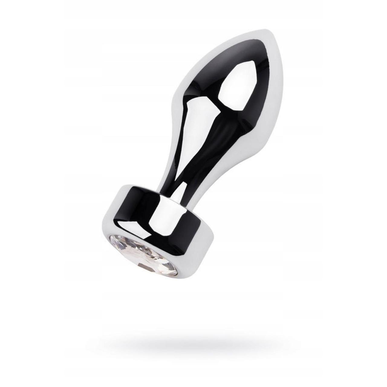 Srebrny korek analny w kształcie pocisku ze srebrnym kryształem- 10,8 cm