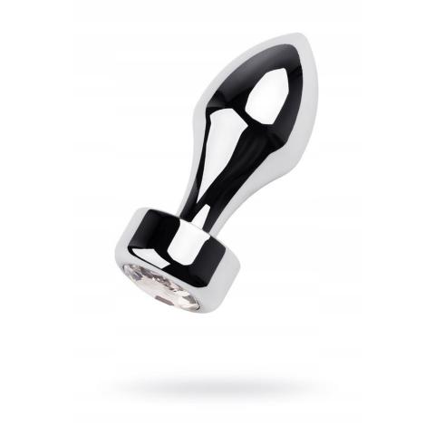 Srebrny korek analny w kształcie pocisku ze srebrnym kryształem- 10,8 cm