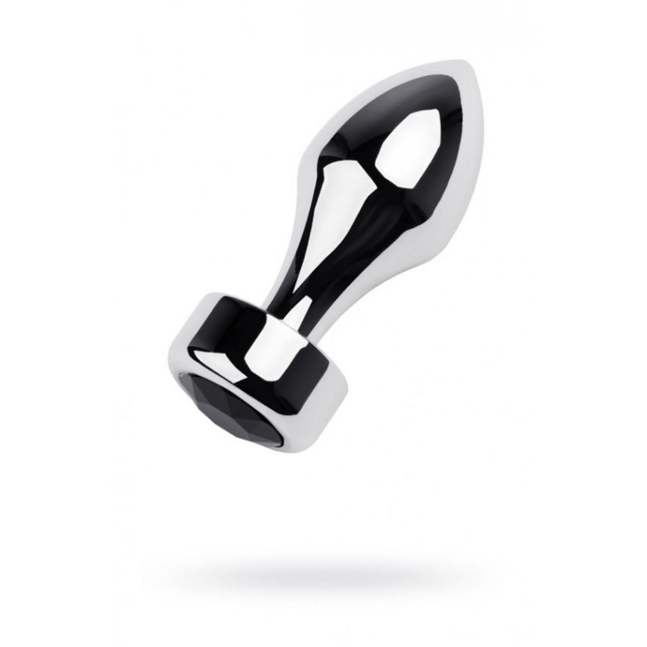 Srebrny korek analny w kształcie pocisku z czarnym kryształem- 10,8 cm