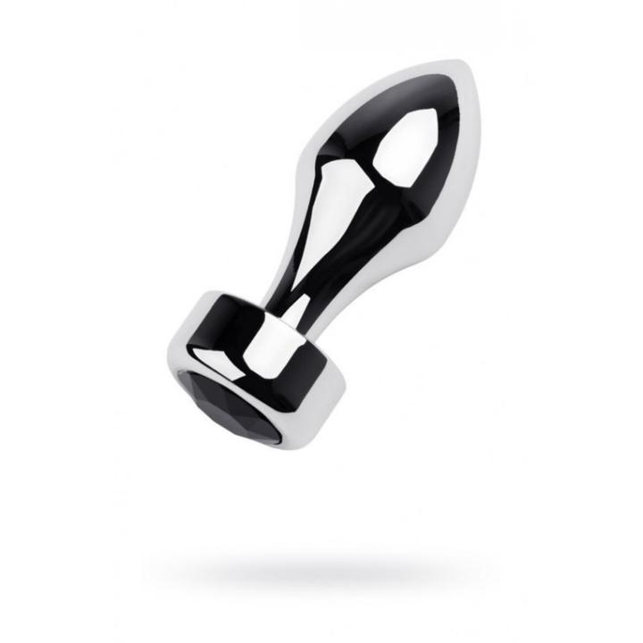 Srebrny korek analny w kształcie pocisku z czarnym kryształem- 10,8 cm