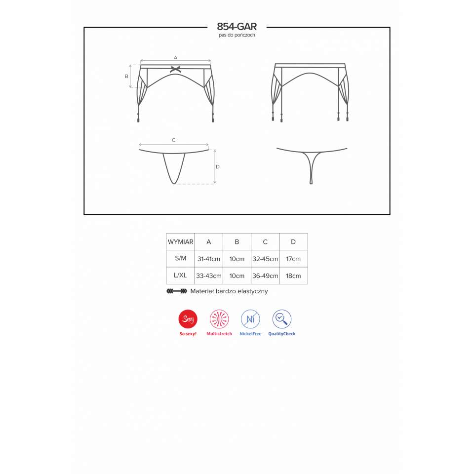 Erotyczny pas do pończoch Obsessive 854-GAR-1 ze stringami w komplecie