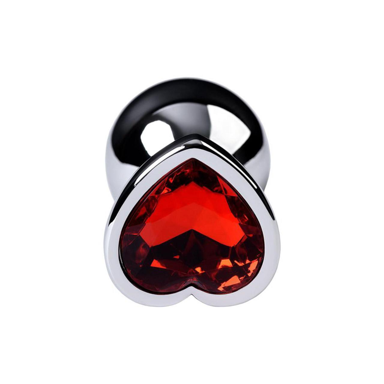 Mały srebrny korek analny z kryształkiem serce - czerwonym