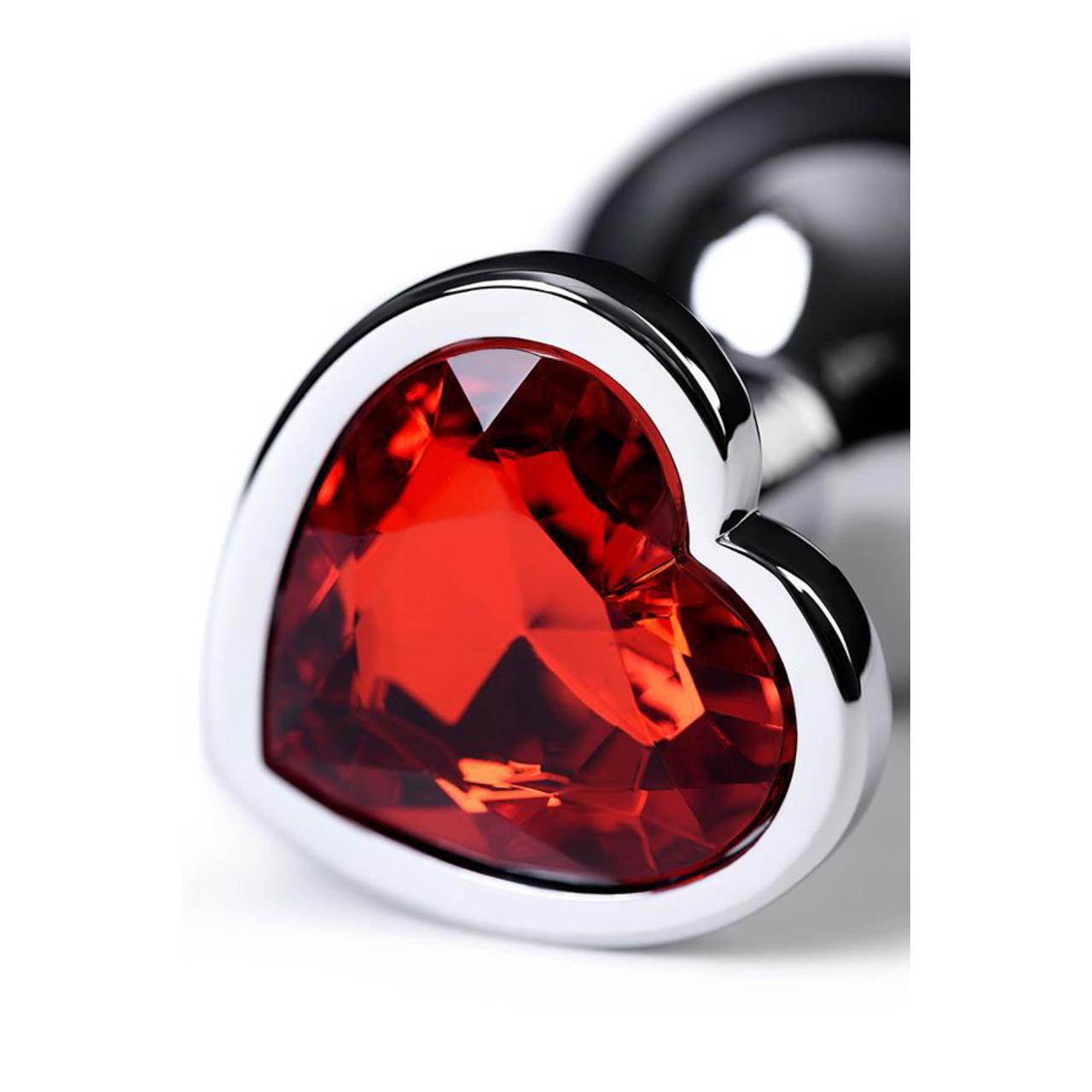 Mały srebrny korek analny z kryształkiem serce - czerwonym