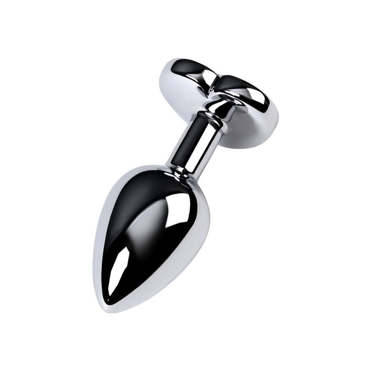 Mały srebrny korek analny z krysztaiem serce - fioletowym