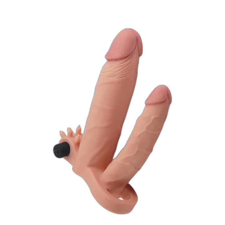 Wibrująca nakładka na penisa przedłużająca + analne dildo | Loris.pl