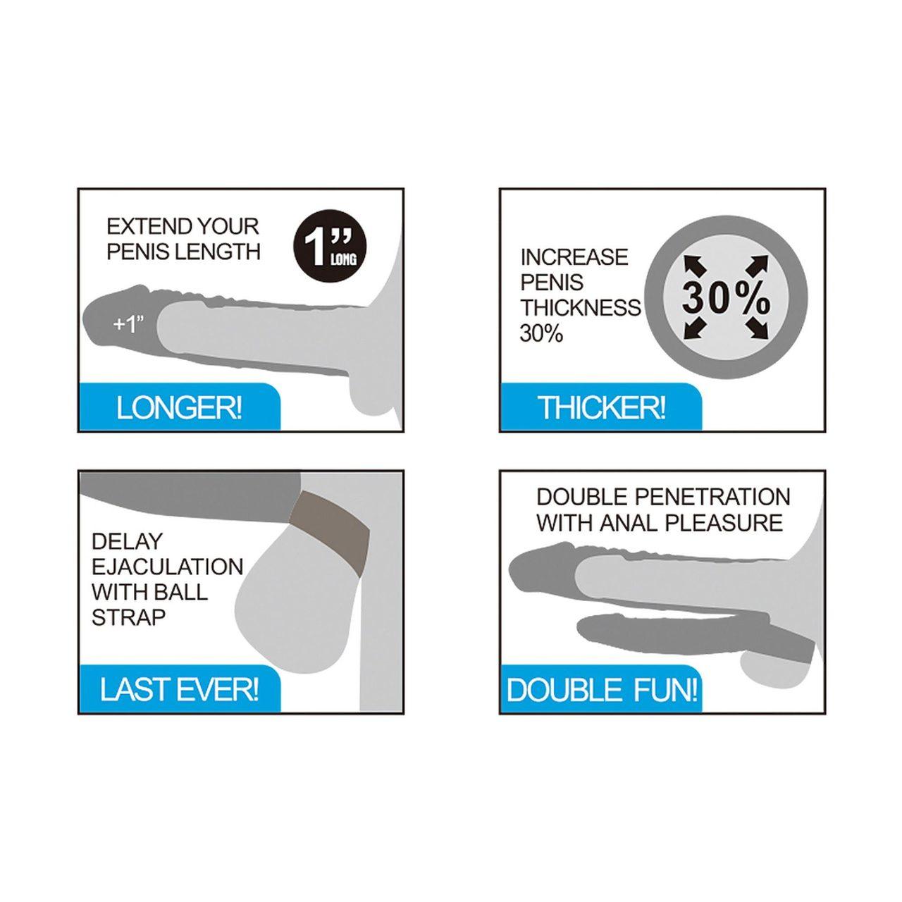 Wibrująca nakładka na penisa przedłużająca + analne dildo | Loris.pl