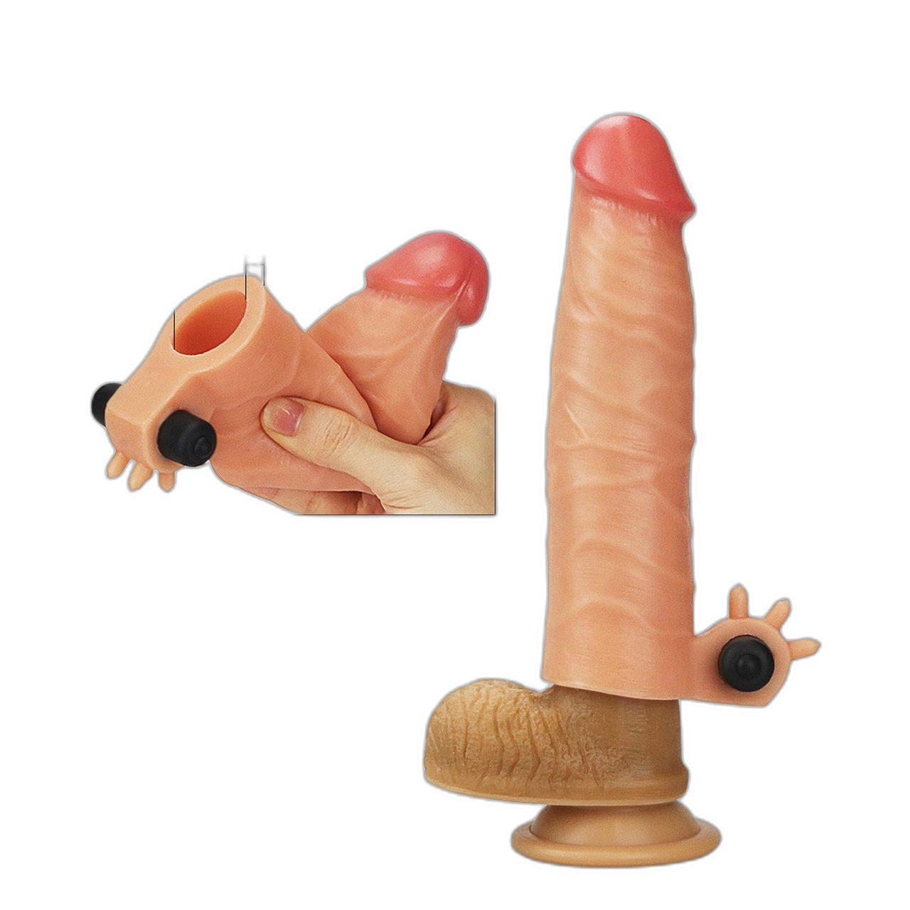 Wibrująca nakładka przedłużająca na penisa +3,8 cm | Silikon, bez lateksu