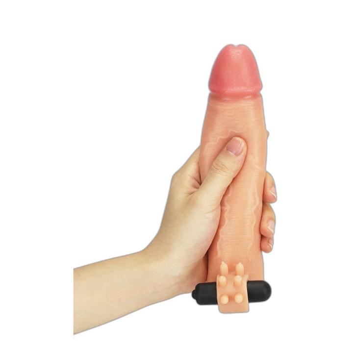 Wibrująca przedłużka na penisa z silikonu +5 cm i większy obwód | Loris.pl