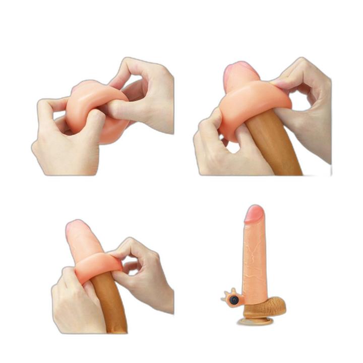 Wibrująca przedłużka na penisa z silikonu +5 cm i większy obwód