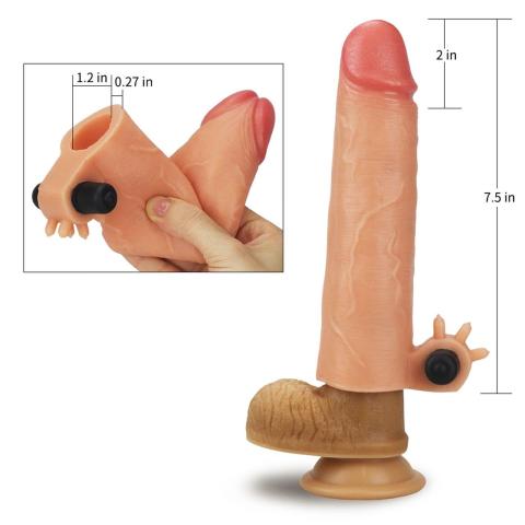 Wibrująca przedłużka na penisa z silikonu +5 cm i większy obwód