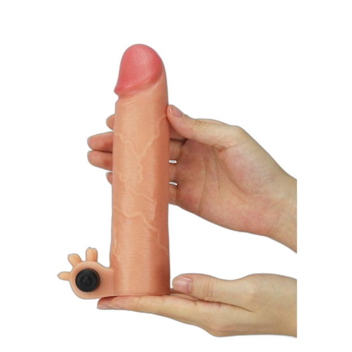 Wibrująca przedłużka na penisa z silikonu +5 cm i większy obwód