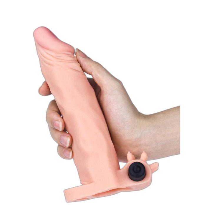 Wibrująca nakładka przedłużająca na penisa 18,5 cm | Przedłużka z wibracją