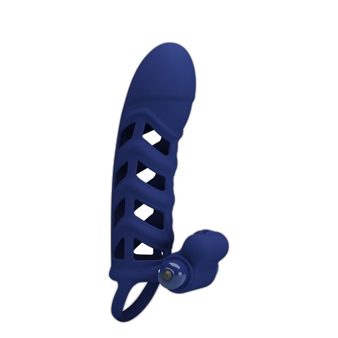 Wibrująca nakładka na penisa z pętlą na jądra 10 trybów | Loris.pl