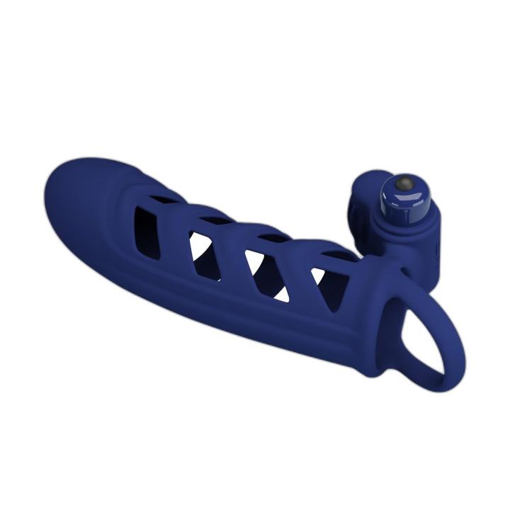 Wibrująca nakładka na penisa z pętlą na jądra 10 trybów | Loris.pl