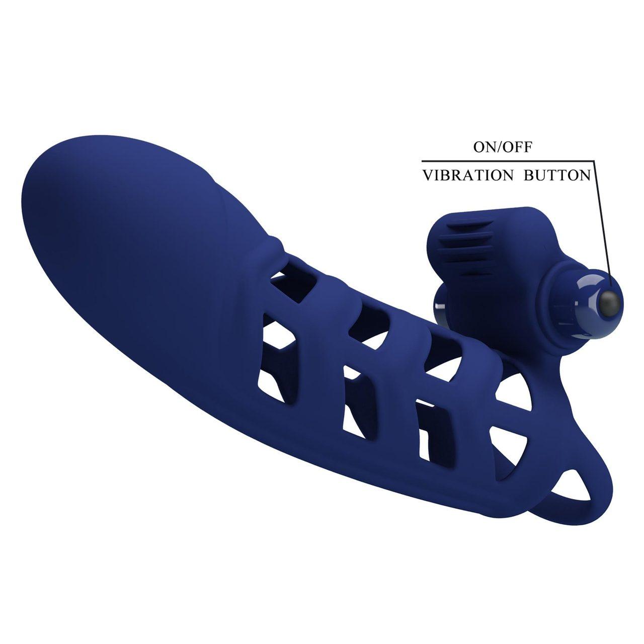 Wibrująca nakładka na penisa z pętlą na jądra 10 trybów | Loris.pl