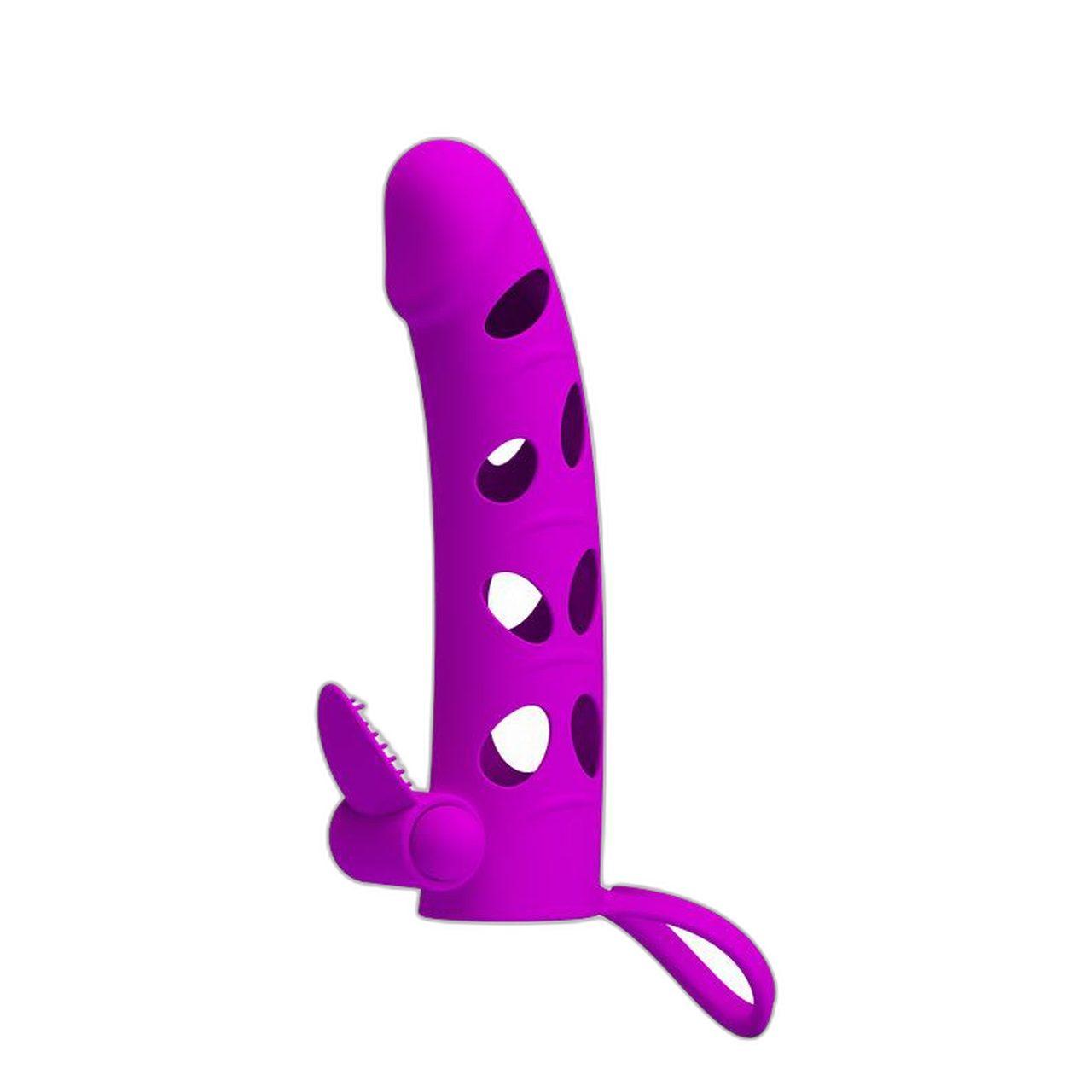 Wibrująca nakładka na penisa 17 cm z paskiem na jądra | Loris.pl