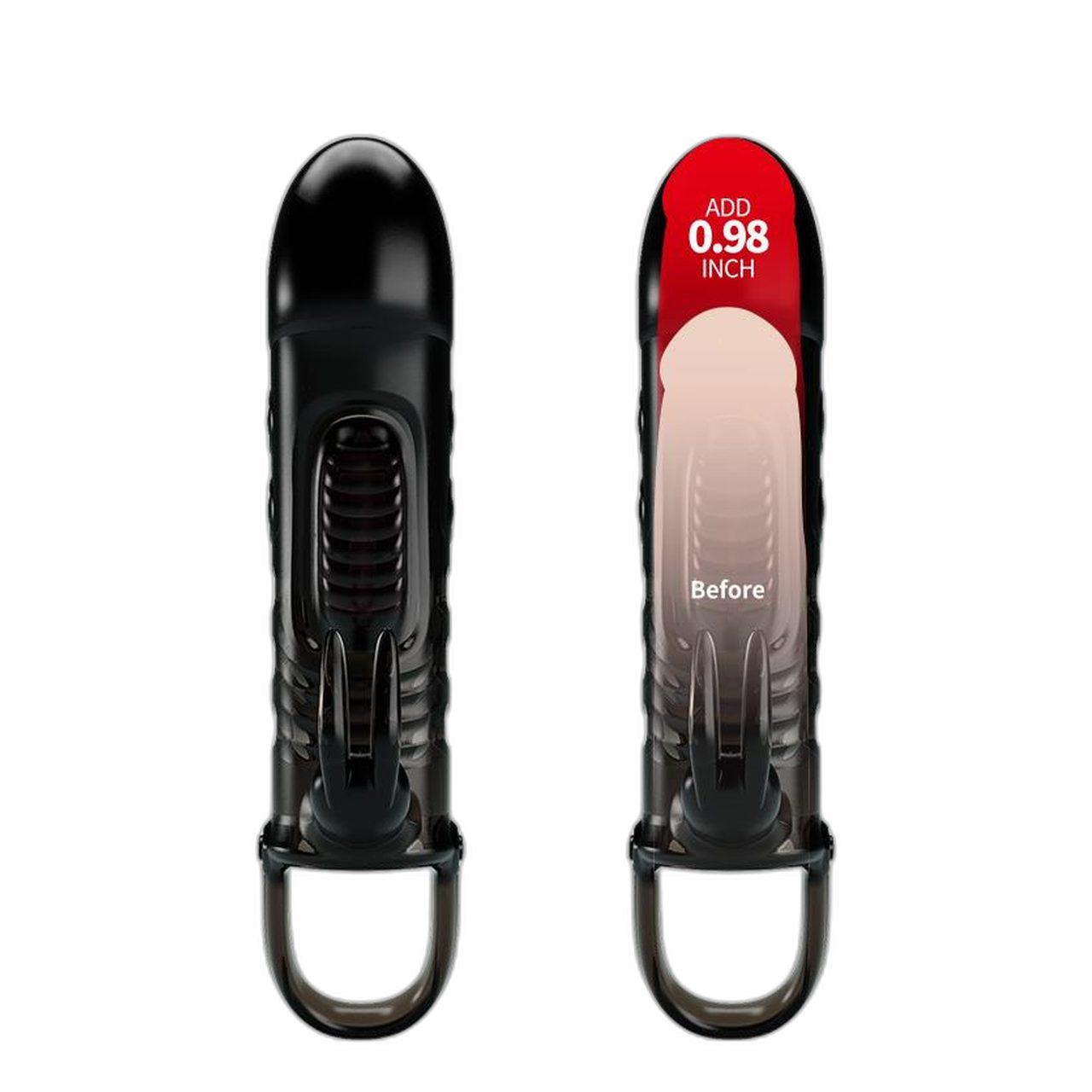 Wibrująca nakładka na penisa z króliczkiem i pętlą | Loris.pl