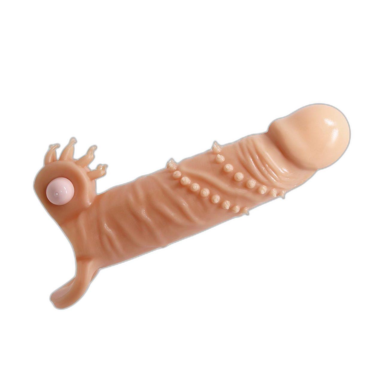 Wibrująca nakładka na penisa 17 cm z pętlą na jądra | Loris.pl