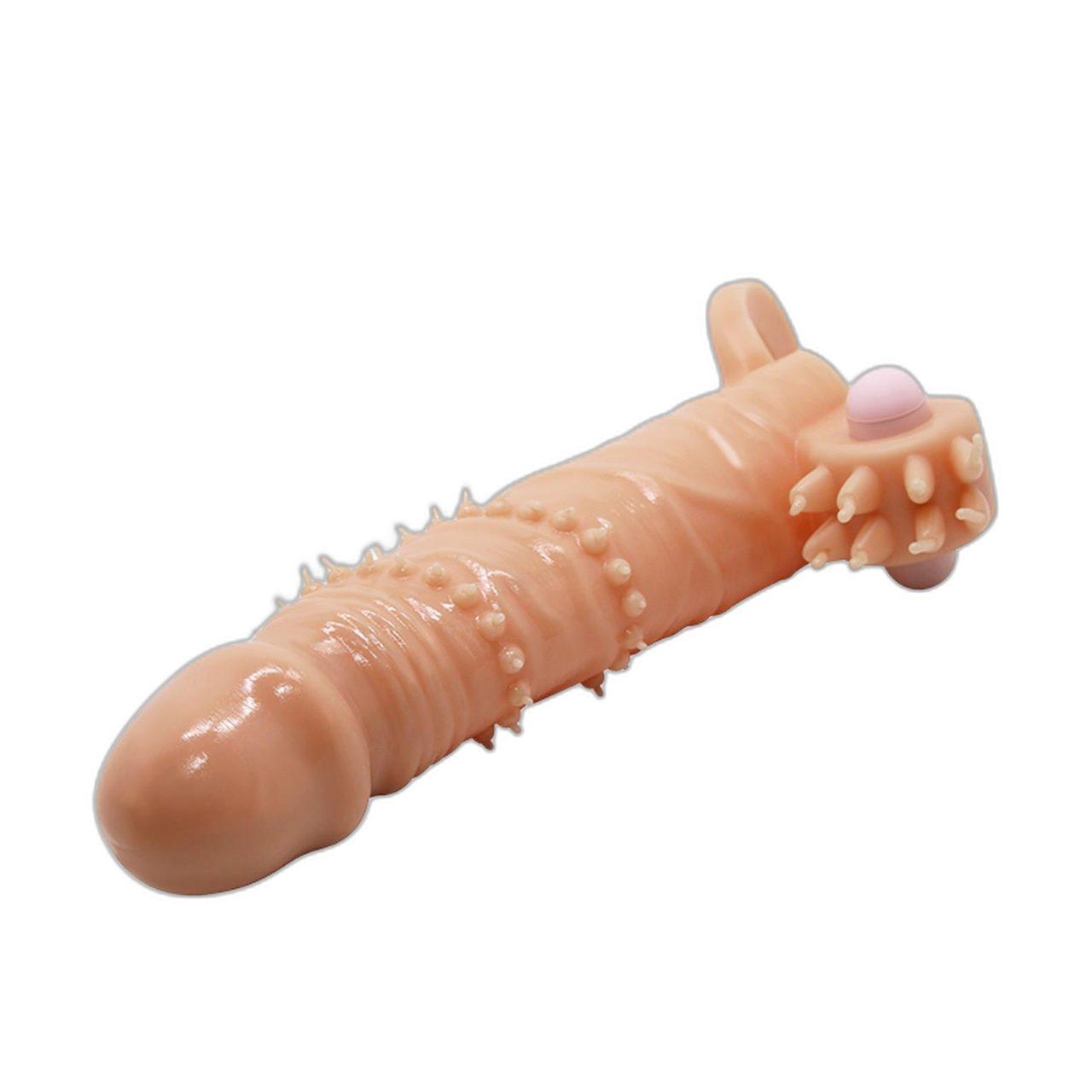 Wibrująca nakładka na penisa 17 cm z pętlą na jądra | Loris.pl