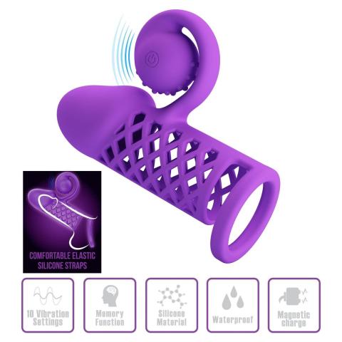 Wibrująca nakładka ze stymulatorem łechtaczki | 10 trybów, pamięć, USB