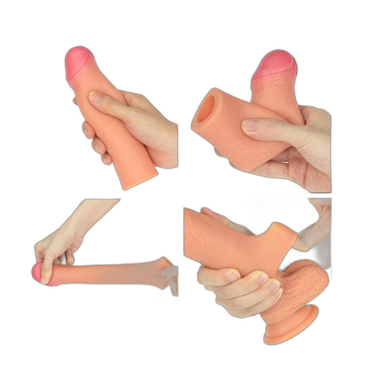 Silikonowa nakładka przedłużająca na penisa +5 cm | większy obwód