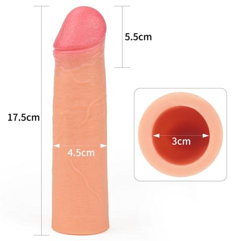 Silikonowa nakładka przedłużająca na penisa +5 cm | większy obwód