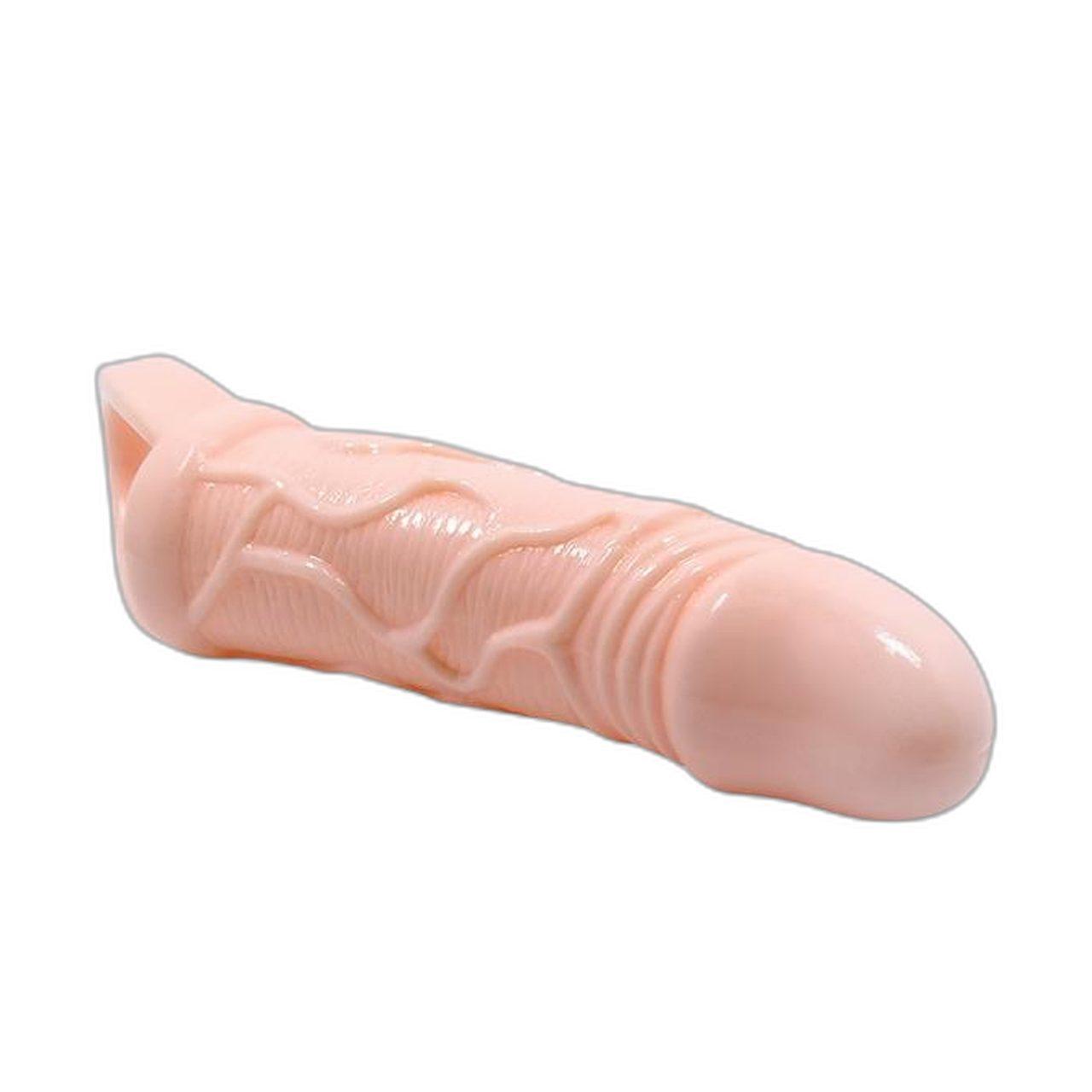 Teksturowana przedłużka na penisa z pierścieniem na jądra | Loris.pl