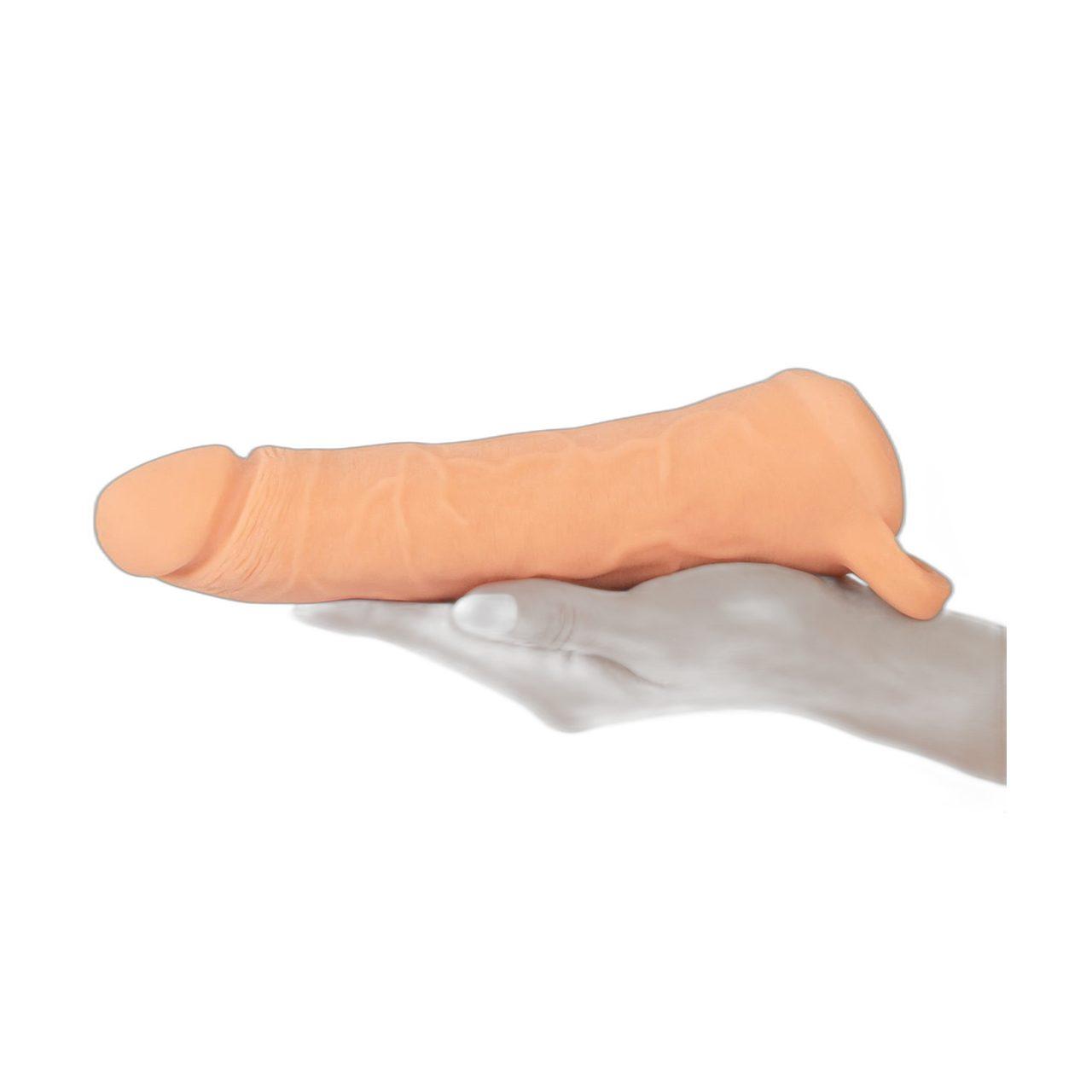 Masturbator 2w1 i przedłużka penisa z pierścieniem na jądra | Loris.pl