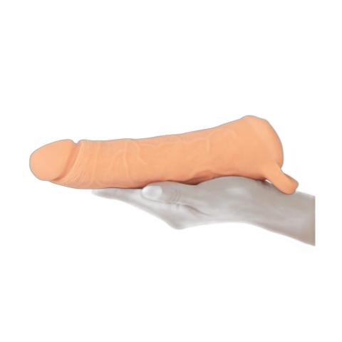 Masturbator 2w1 i przedłużka penisa z pierścieniem na jądra