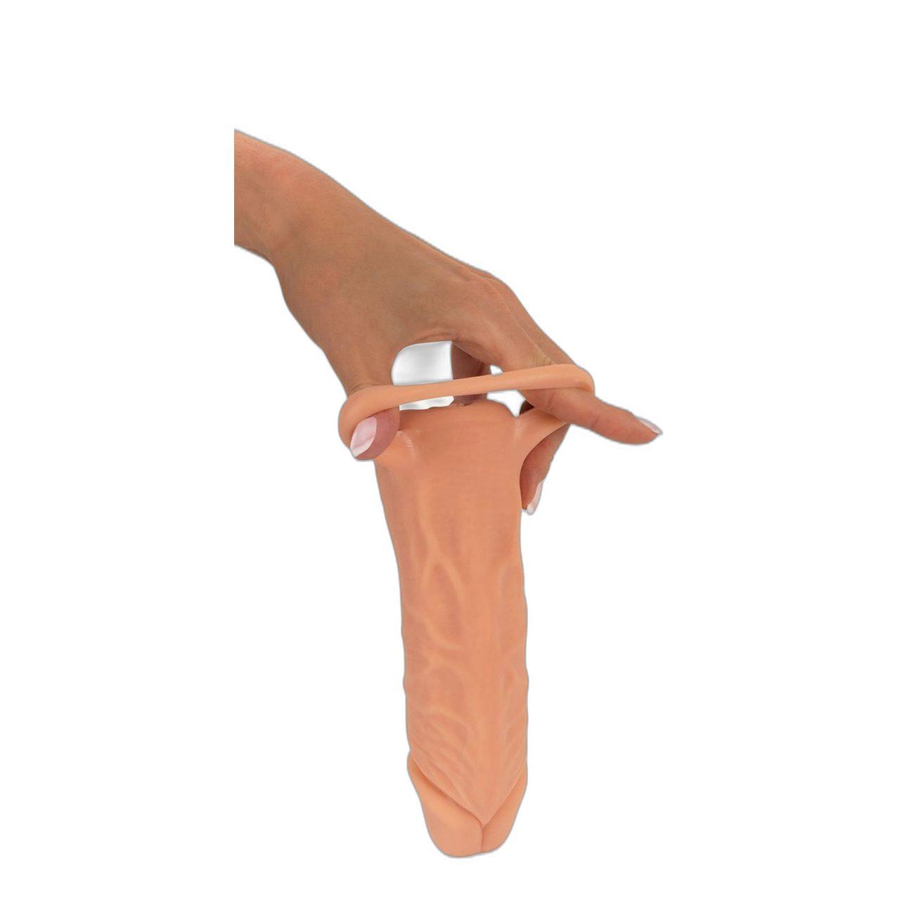 Nakładka przedłużająca 2w1 z masturbatorem 18,5 cm – realistyczne doznania