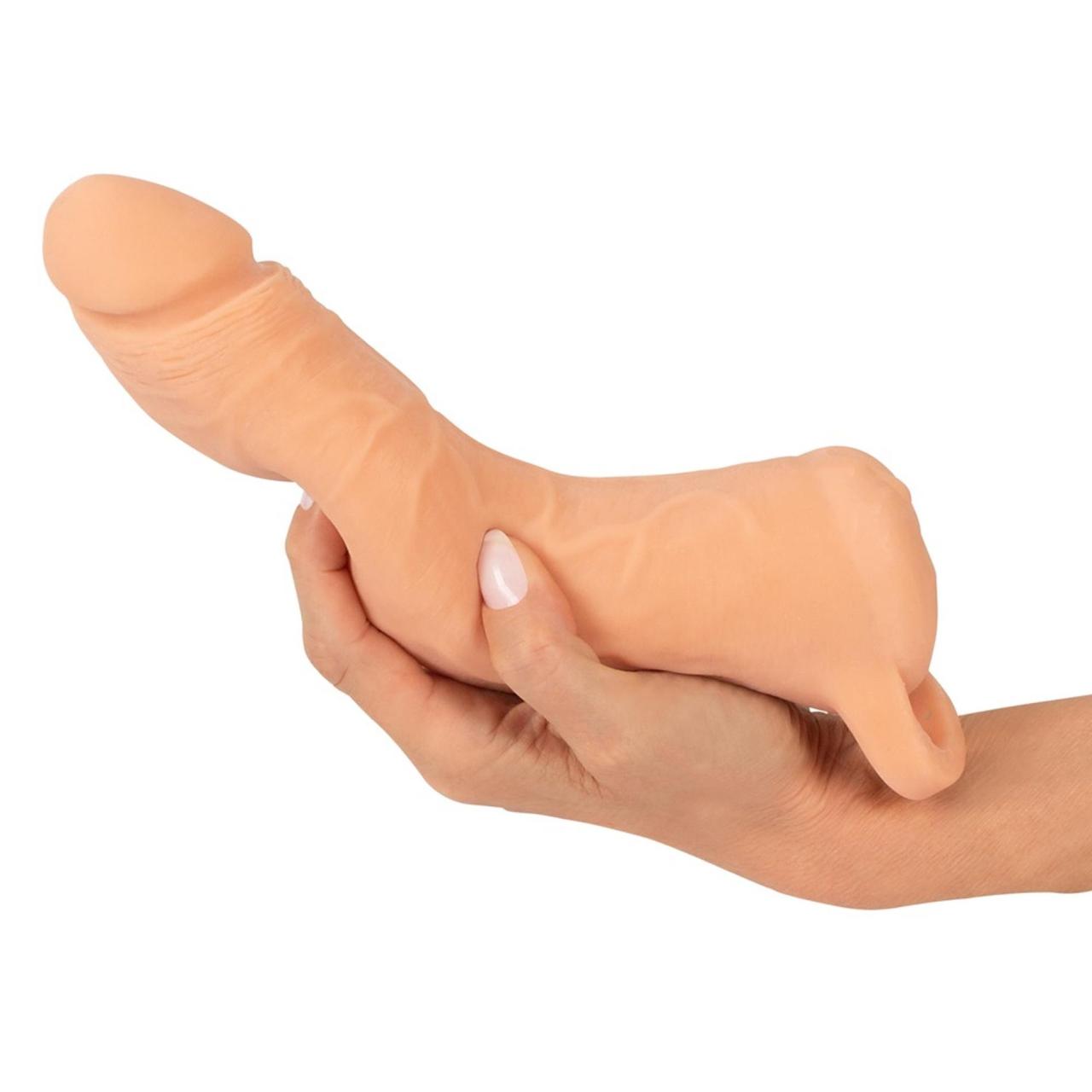 Masturbator 2w1 i przedłużka penisa z pierścieniem na jądra | Loris.pl