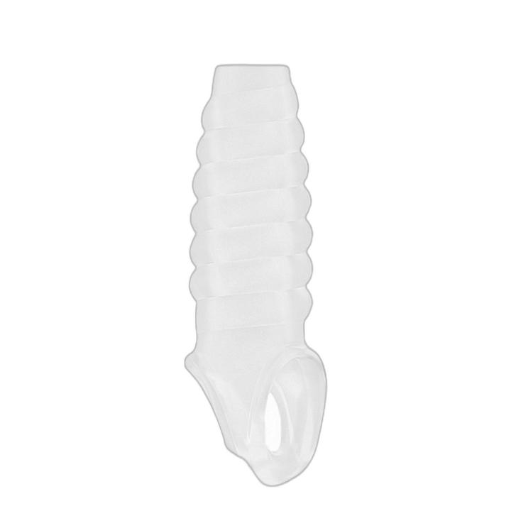 Transparentna nakładka przedłużająca na penisa 20,5 cm z paskiem | Loris.pl