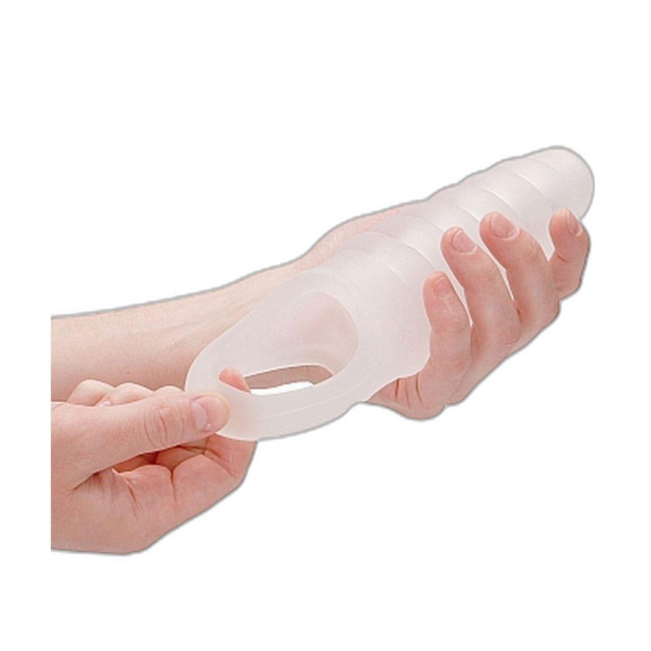 Transparentna nakładka przedłużająca na penisa 20,5 cm z paskiem | Loris.pl
