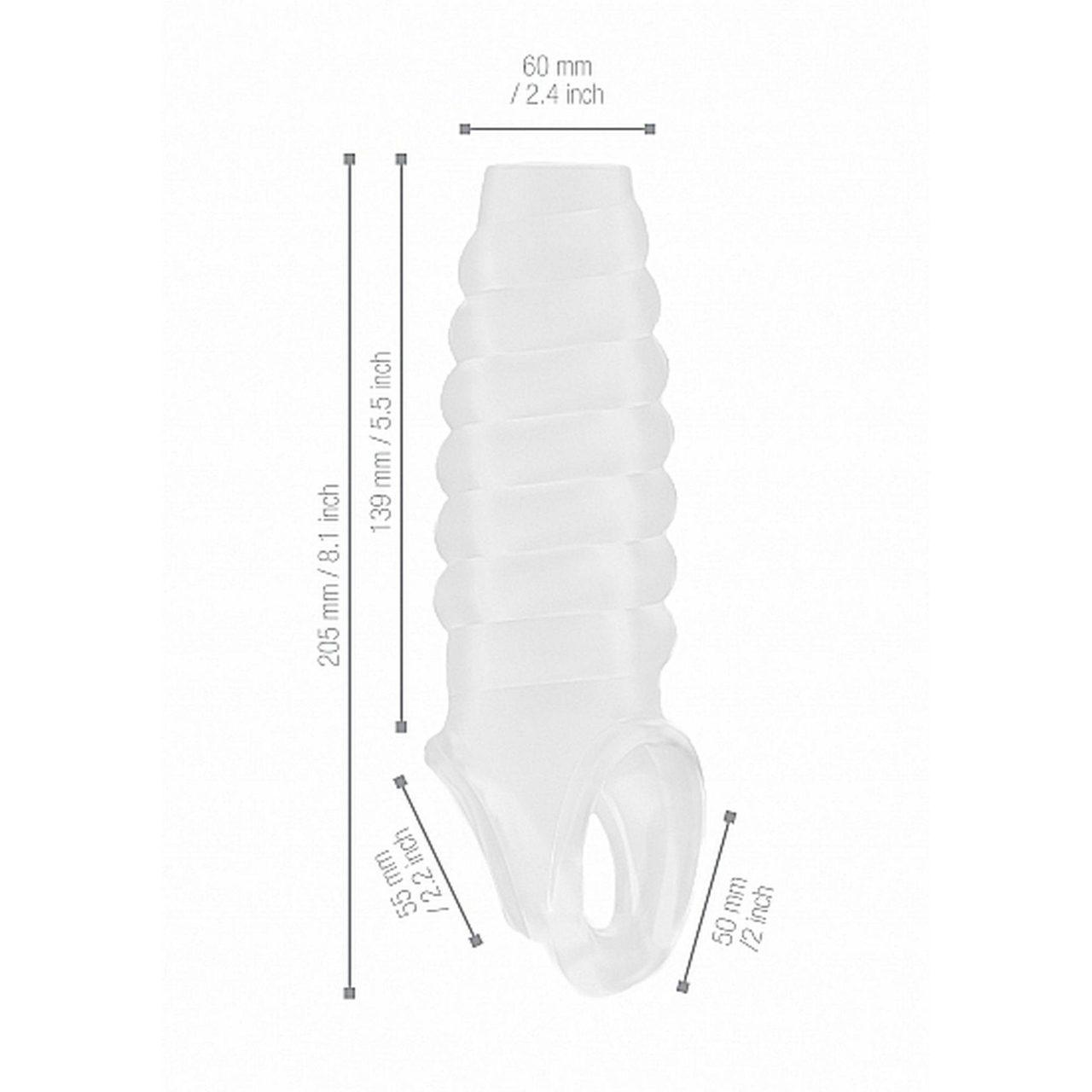 Transparentna nakładka przedłużająca na penisa 20,5 cm z paskiem | Loris.pl