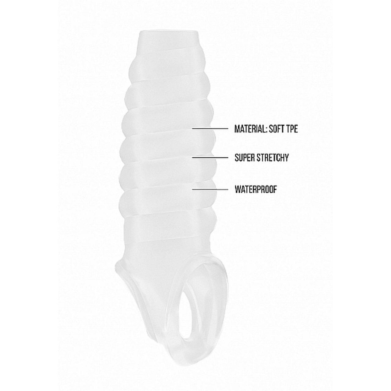 Transparentna nakładka przedłużająca na penisa 20,5 cm z paskiem | Loris.pl