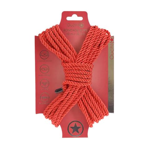 Czerwona lina do bondage 10 m z poliestru – styl japoński