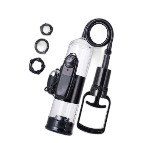 Pompka do penisa 22,8 cm z wibracją – transparentny cylinder PVC
