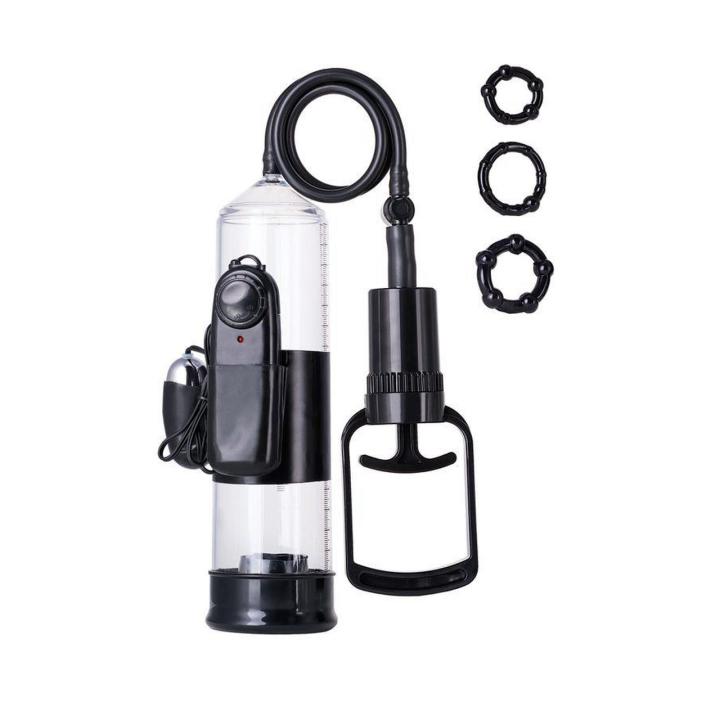 Pompka do penisa 22,8 cm z wibracją – transparentny cylinder PVC