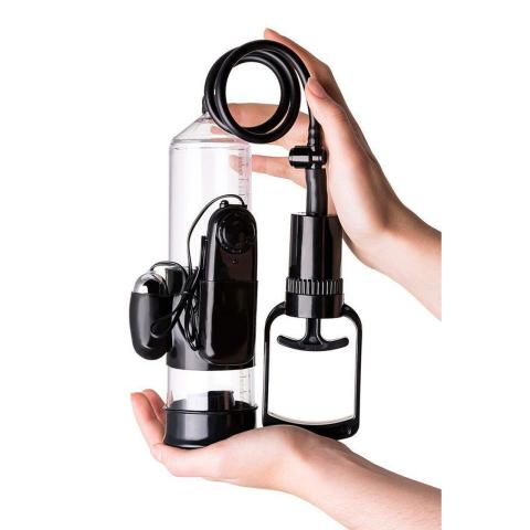 Pompka do penisa 22,8 cm z wibracją – transparentny cylinder PVC