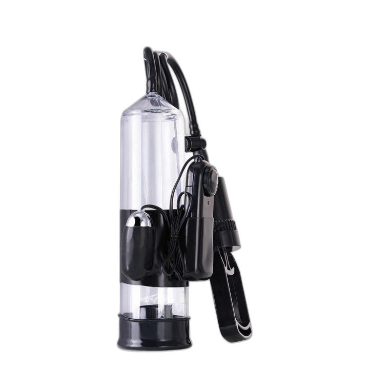 Pompka do penisa 22,8 cm z wibracją – transparentny cylinder PVC