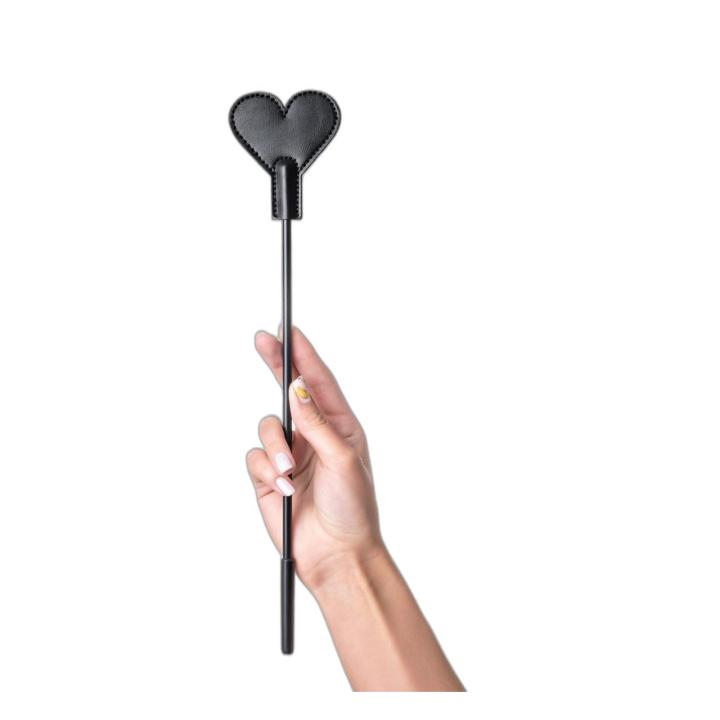 Bat BDSM 35 cm czarny ze skórzaną końcówką slap | Loris.pl