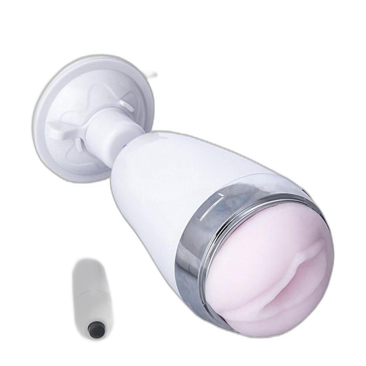 Realistyczny masturbator z wibracjami w flaszce 14 cm | Przyssawka i regulacja