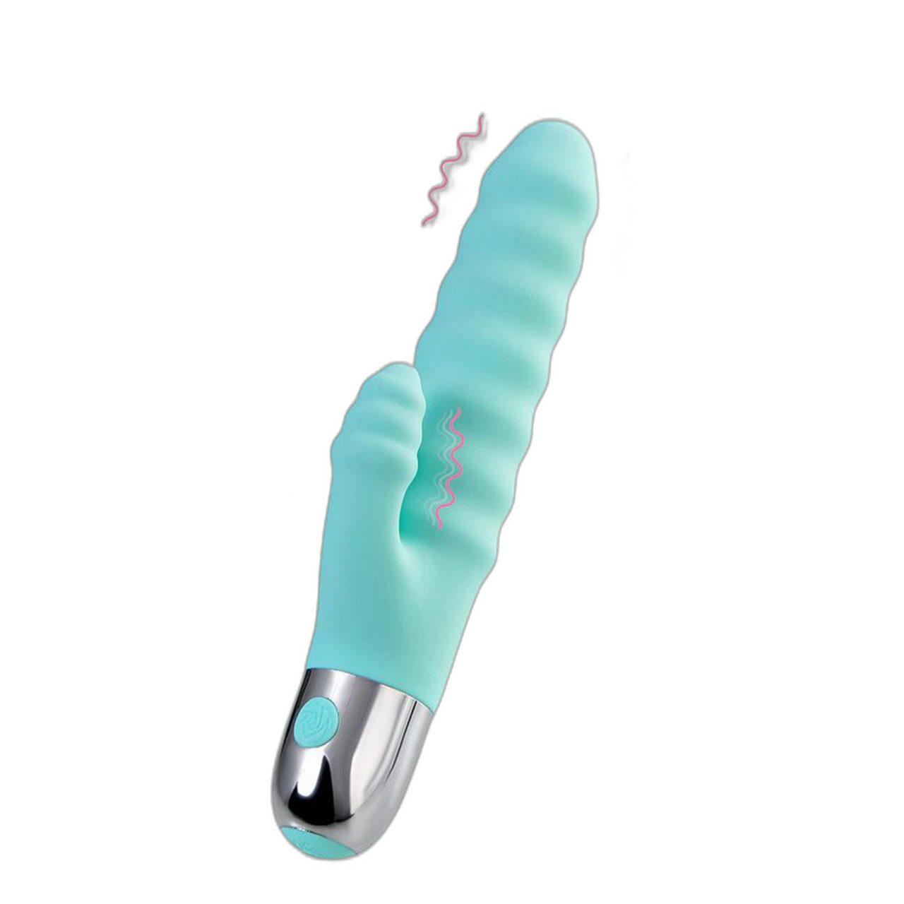 Miętowy wibrator relief ze stymulacją łechtaczki 17,5 cm | 2 silniki, IPX6