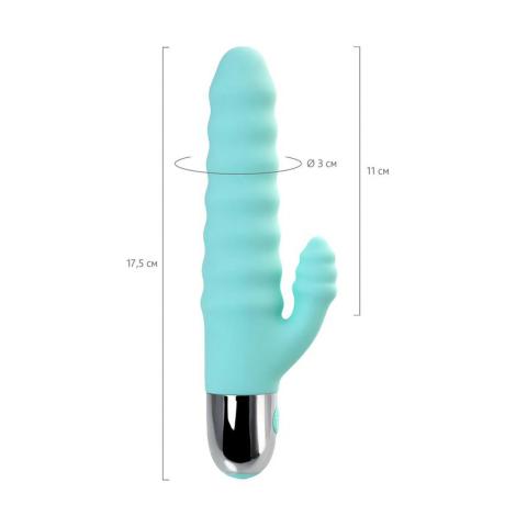 Miętowy wibrator relief ze stymulacją łechtaczki 17,5 cm | 2 silniki, IPX6