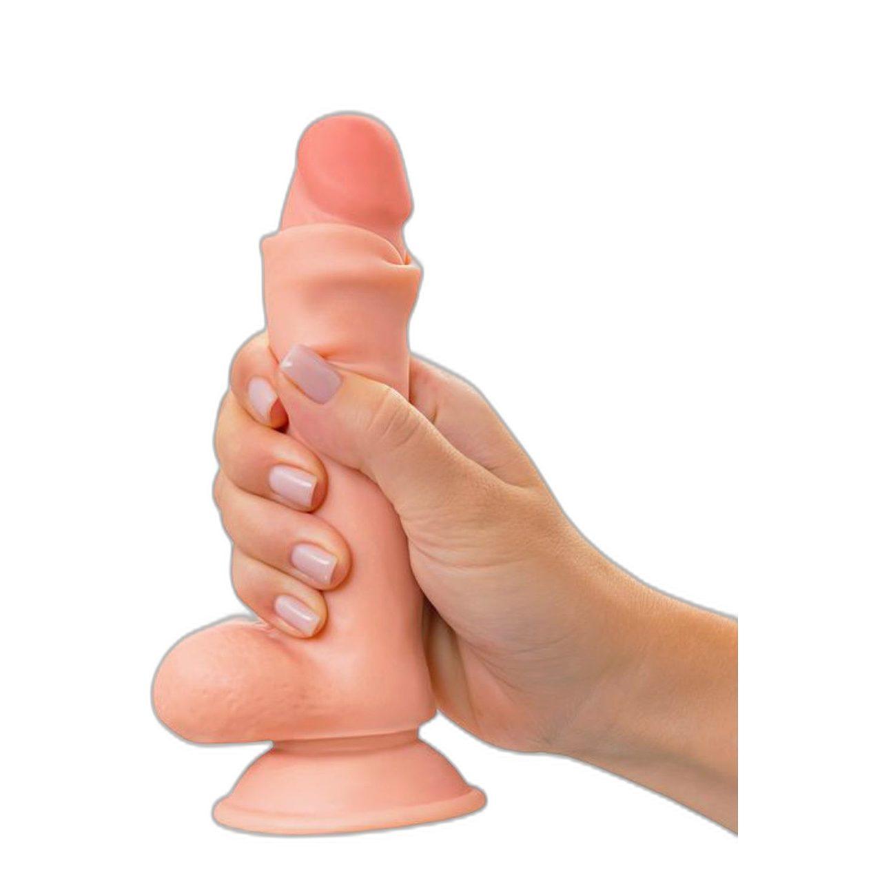 Realistyczne dildo nude 18 cm z elastyczną powłoką i formowalnym rdzeniem