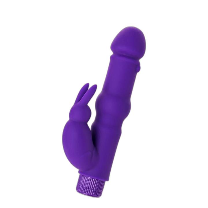 Wibrator króliczek silikonowy 18 cm ze stymulatorem łechtaczki | Fioletowy