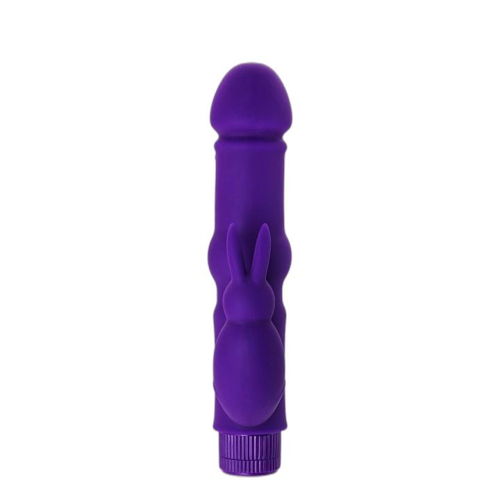 Wibrator króliczek silikonowy 18 cm ze stymulatorem łechtaczki | Fioletowy
