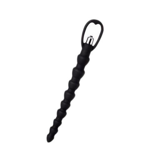 Silikonowy łańcuszek analny z wibracjami czarny 32,7 cm