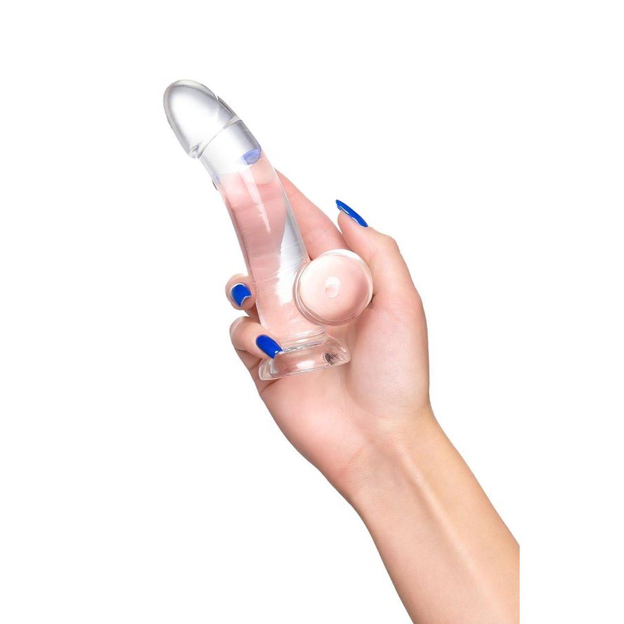 Realistyczne dildo z przyssawką 15 cm transparentne | elastyczne TPE